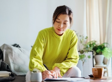 woman looking at phone