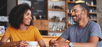 A man and woman sitting together