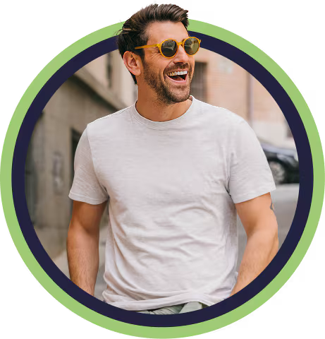Happy Man over circle background