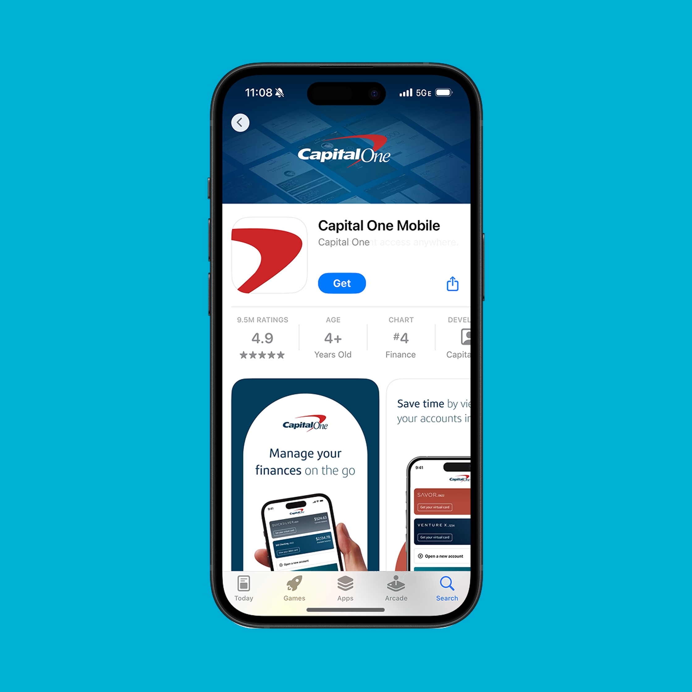 Capital One mobile app in app store
