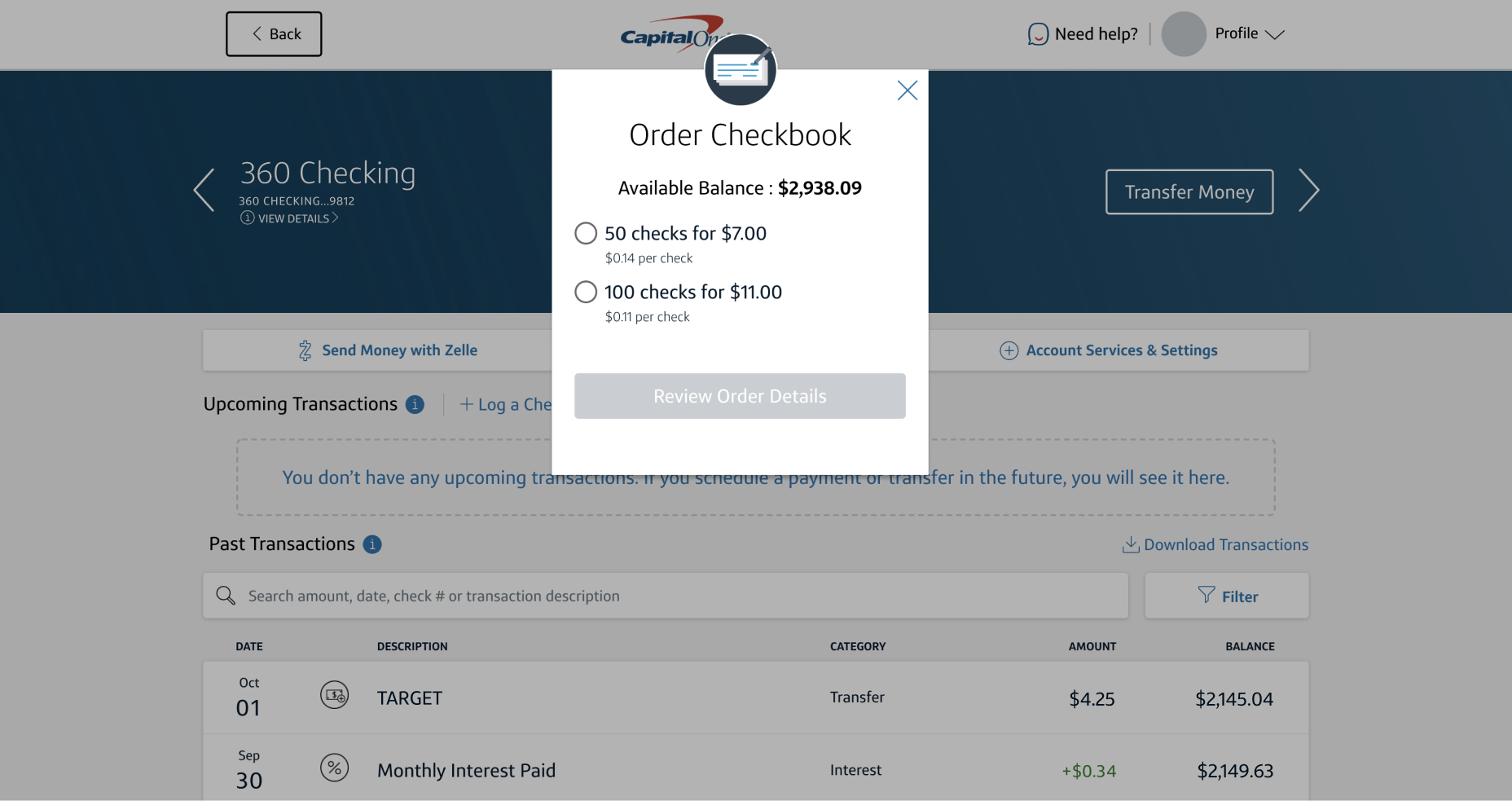 How to Order a Checkbook | Capital One Help Center