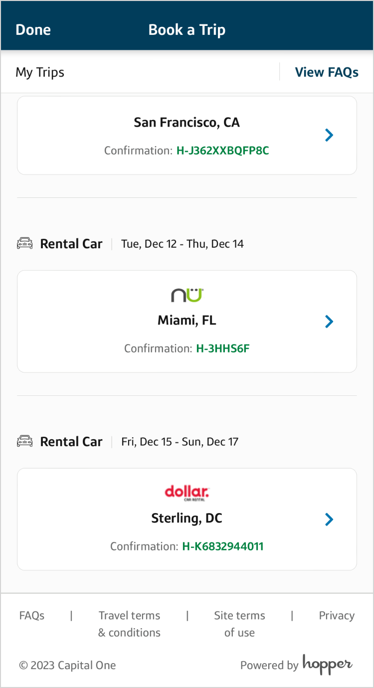 How to manage rental car booking Capital One Help Center