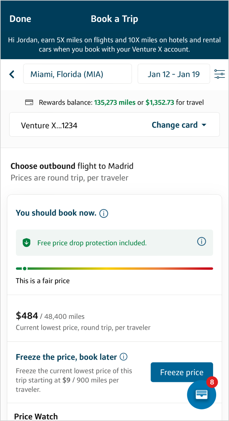 CAPITAL ONE TRAVEL visual data 6