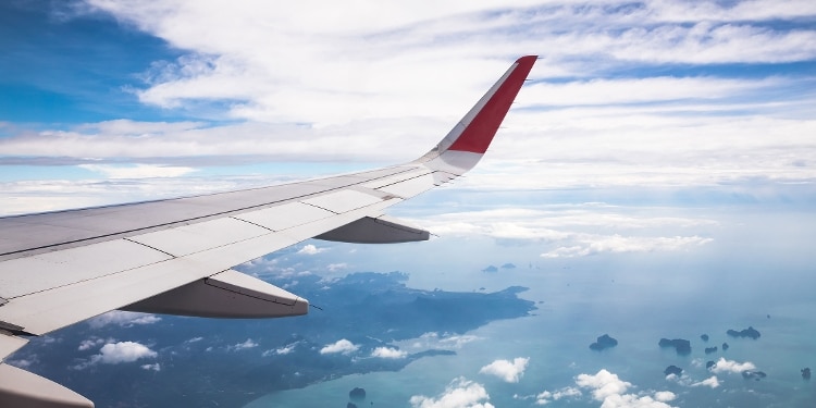 Airline wing during a flight.