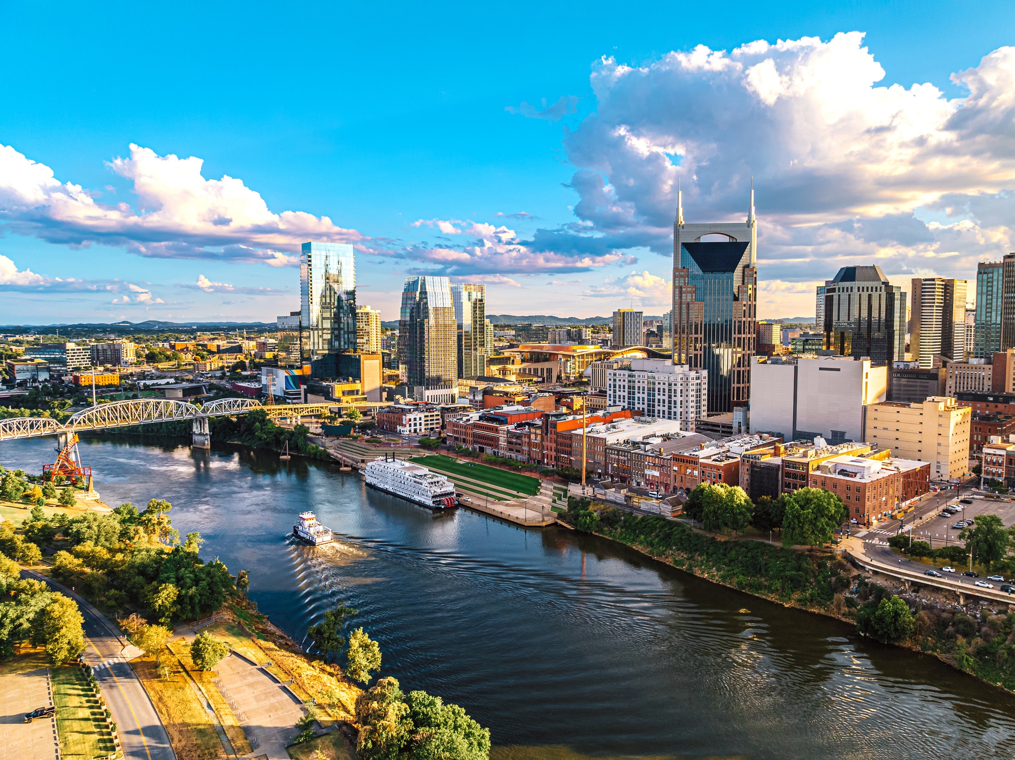 Downtown Nashville and the Cumberland River.