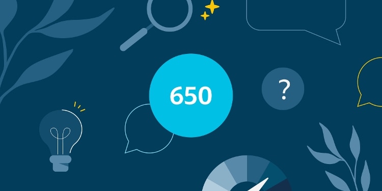 An illustration with 650 in the middle and objects, including a lightbulb and a magnifying glass, around it.