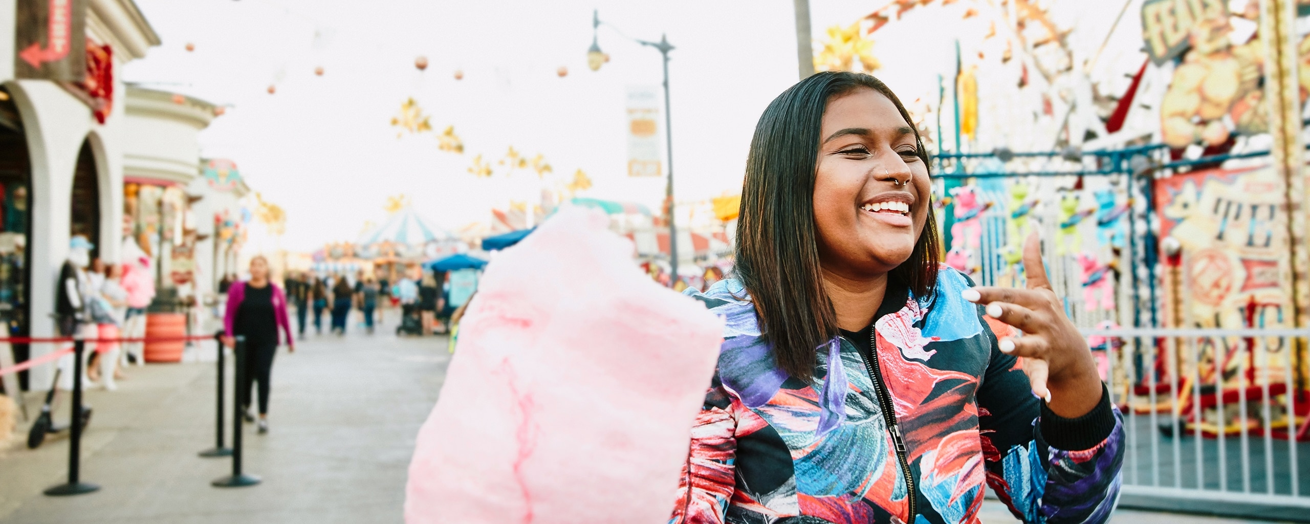 Person who has maximized their credit card rewards enjoying a fun day out.