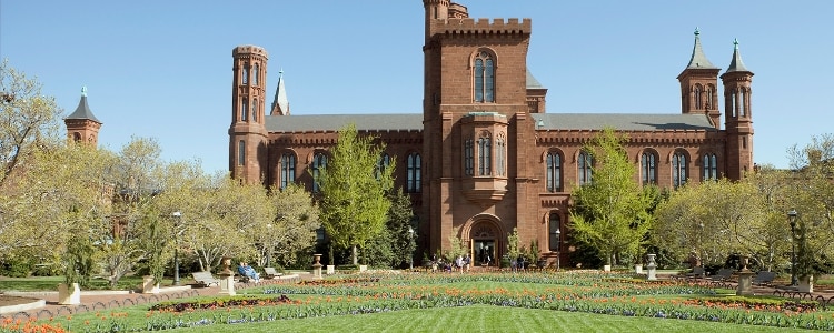The Smithsonian Castle and grounds.