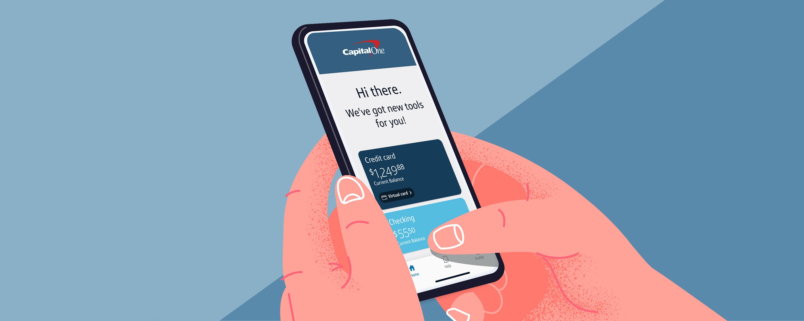 An illustration of the Capital One Mobile app.