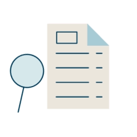 Animated magnifying glass scanning business document