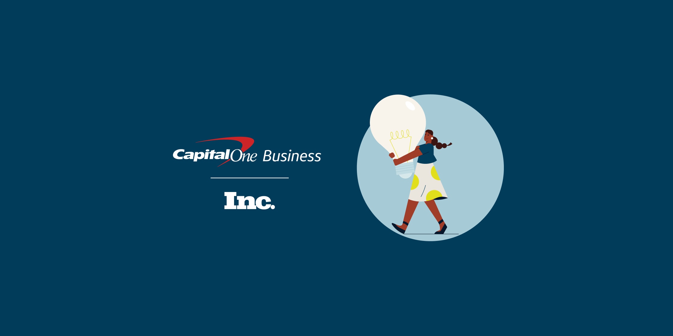 An illustration of a woman holding a large light bulb.