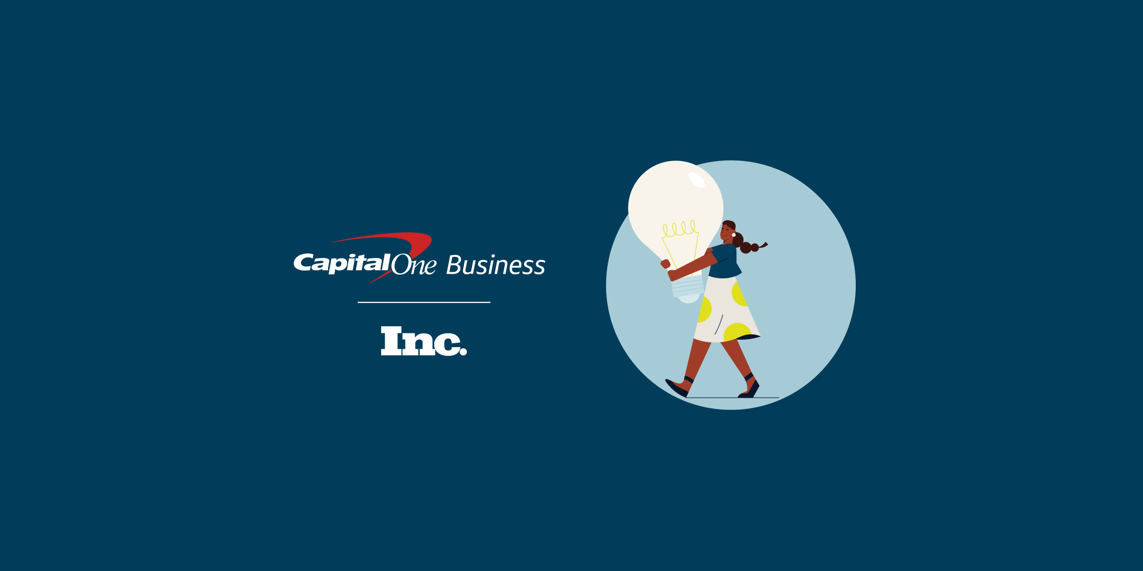 An illustration of a woman holding a large light bulb.