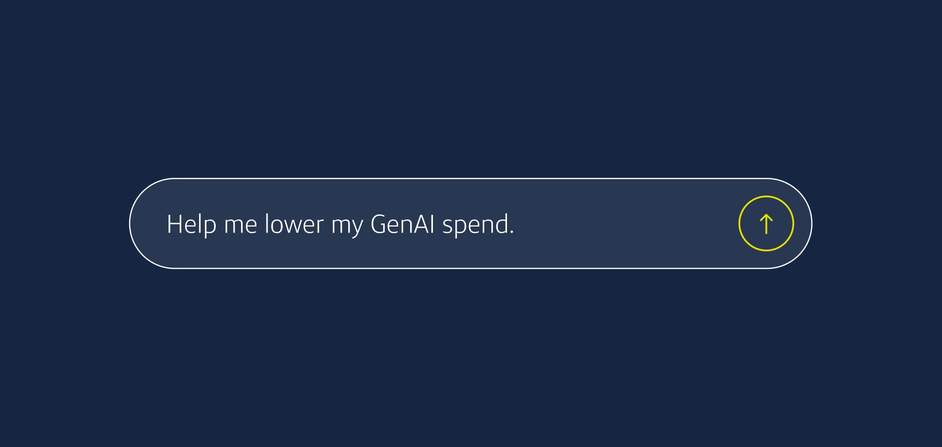 Search bar overlay with "help me lower my GenAI spend" in the query box.