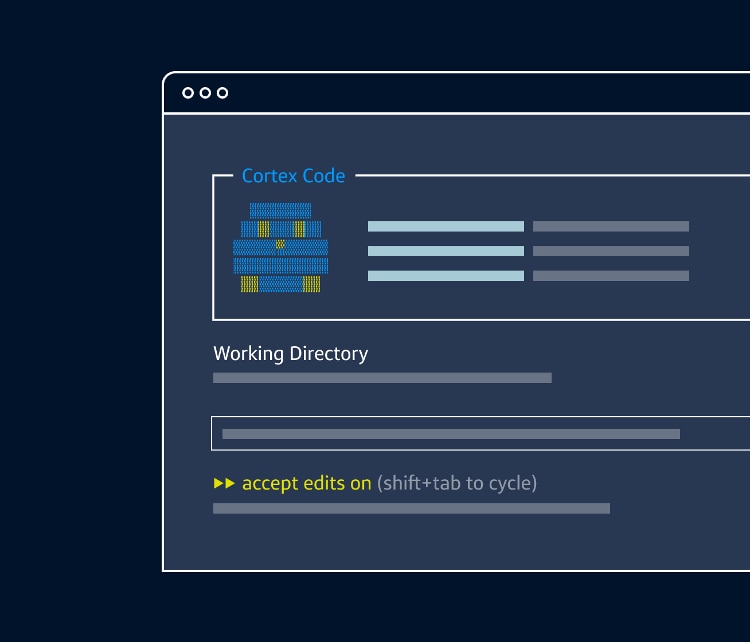 Cortex Code screen grab in blue with working directory underneath.