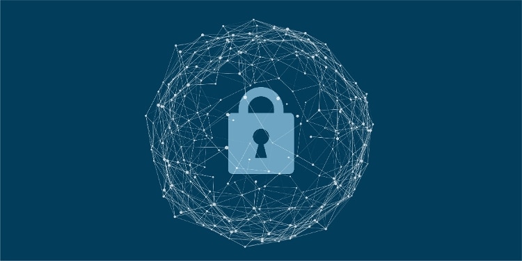 light blue lock on navy blue background