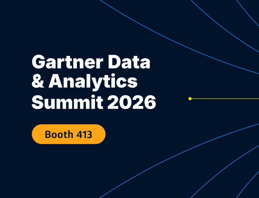 Text reads "Gartner Data & Analytics 2026" with decorative line art.