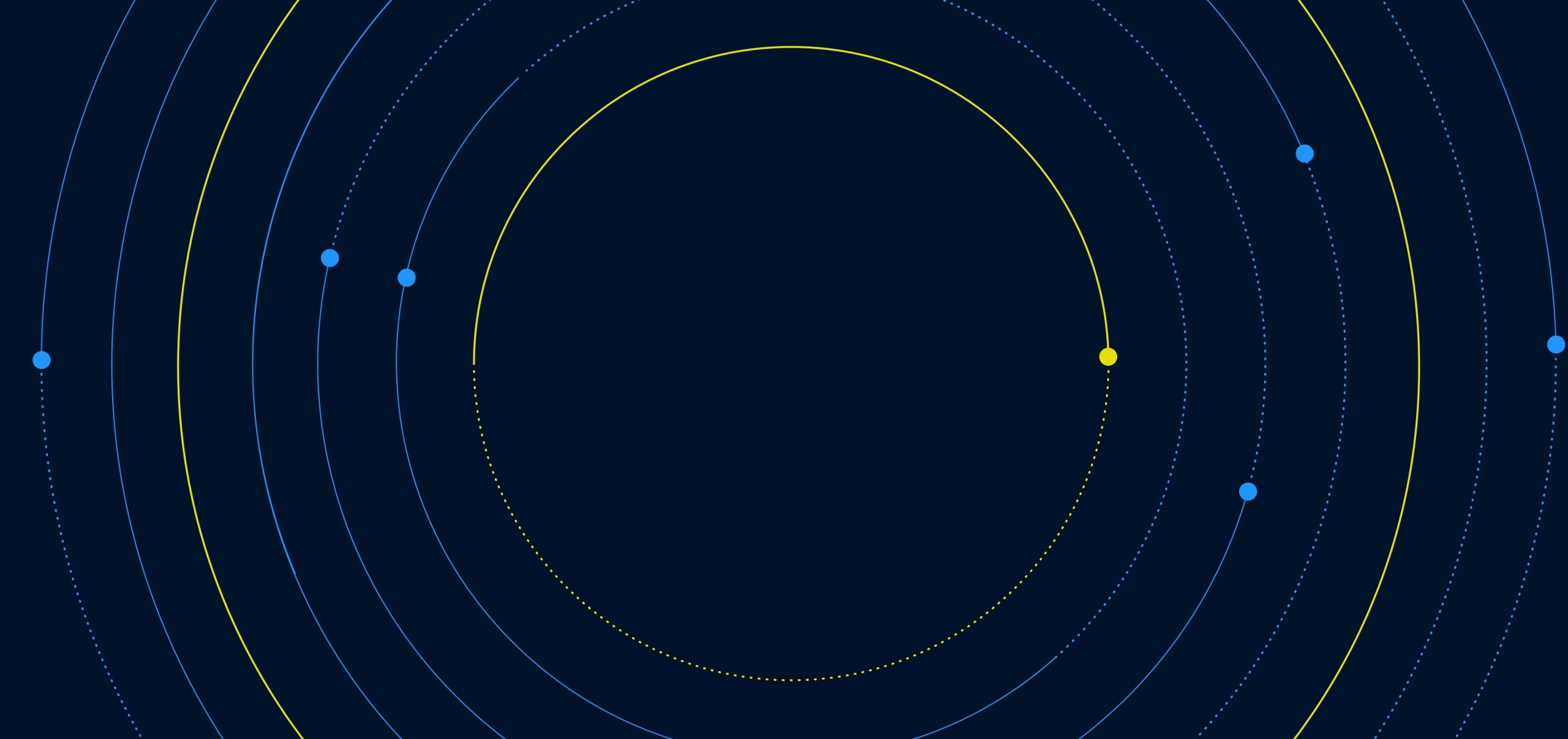 Illustration of concentric circles on dark blue background
