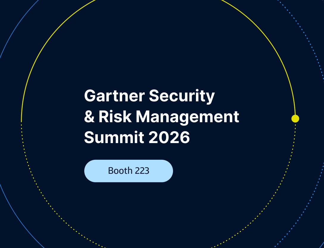Illustration of concentric circles and text that says Gartner Security & Risk Management Summit 2026 - Booth 223