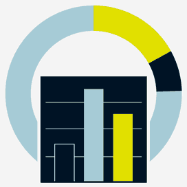 Animated bar graph laid on pie chart