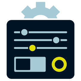 Component dashboard overlaid on a gear