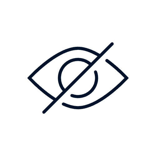 Icon of an eye with a slash through it, indicating hidden.