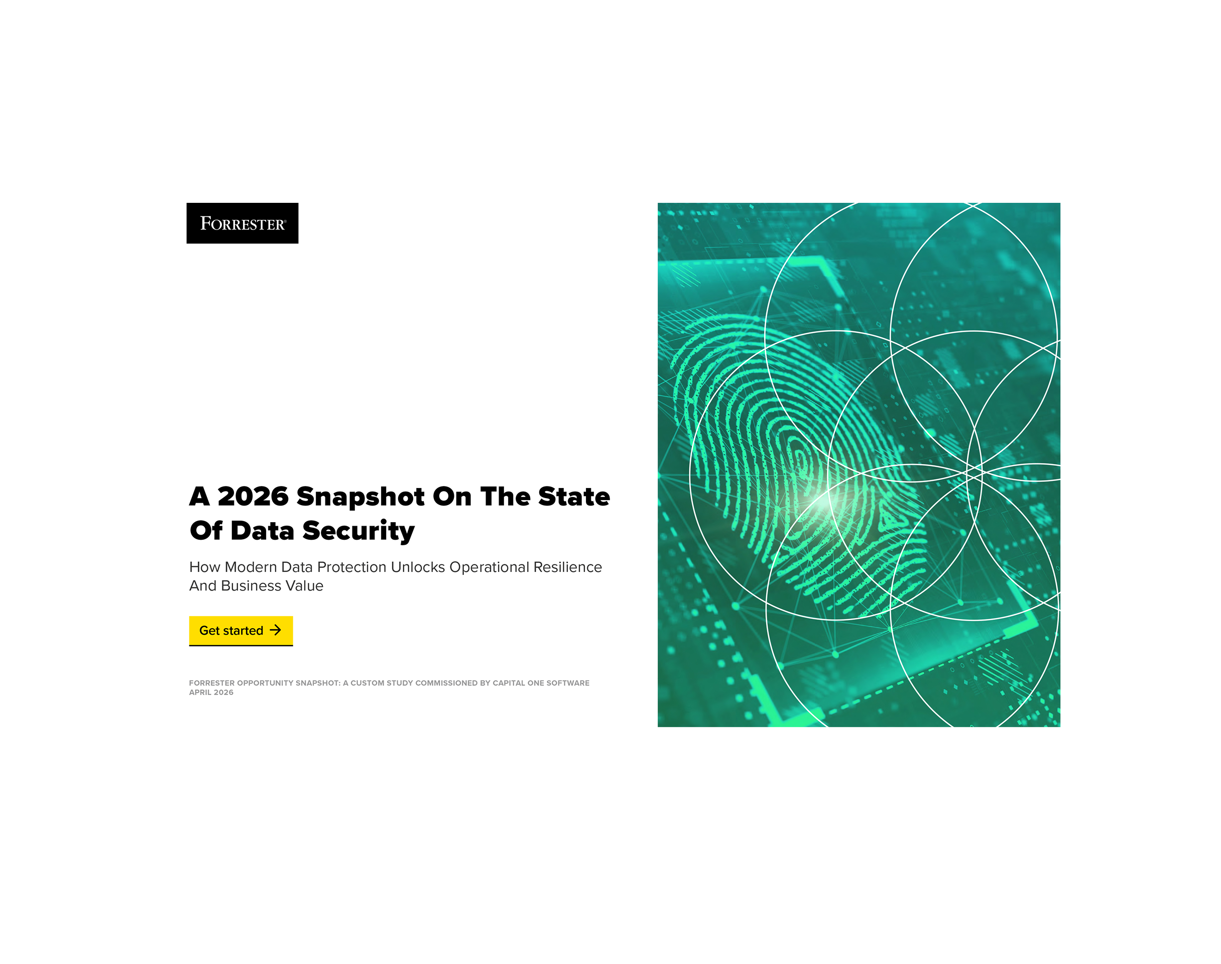 "A 2026 Snapshot on the state of data security" with a digitized thumbprint image on a green background.