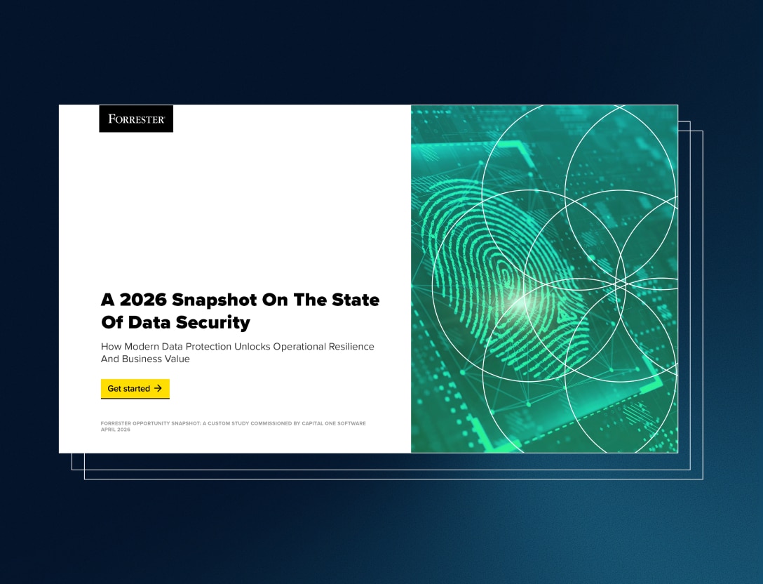 "A 2026 Snapshot on the state of data security" with digital thumbprint a green background.