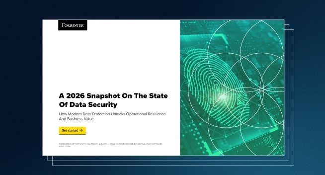 "A 2026 Snapshot on the state of data security" with digital thumbprint a green background.