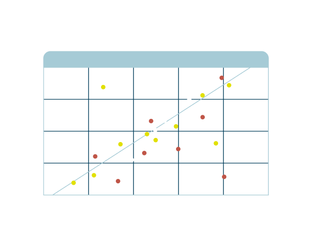 Scatter plot graph against blue background