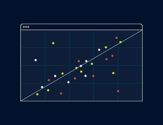 Scatter plot illustration against a blue background