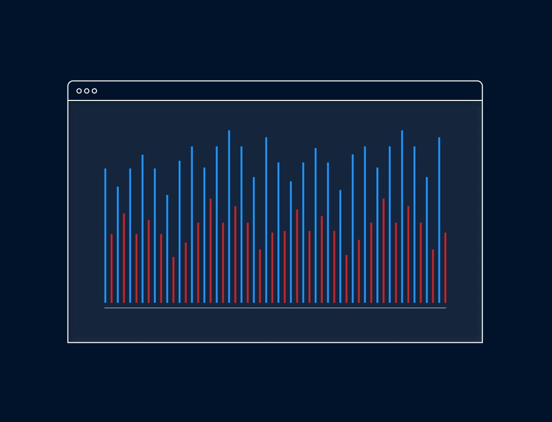 Line graph illustration on blue background.
