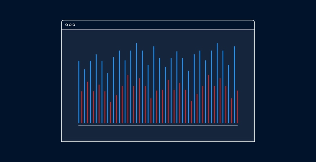 Line graph illustration on blue background.