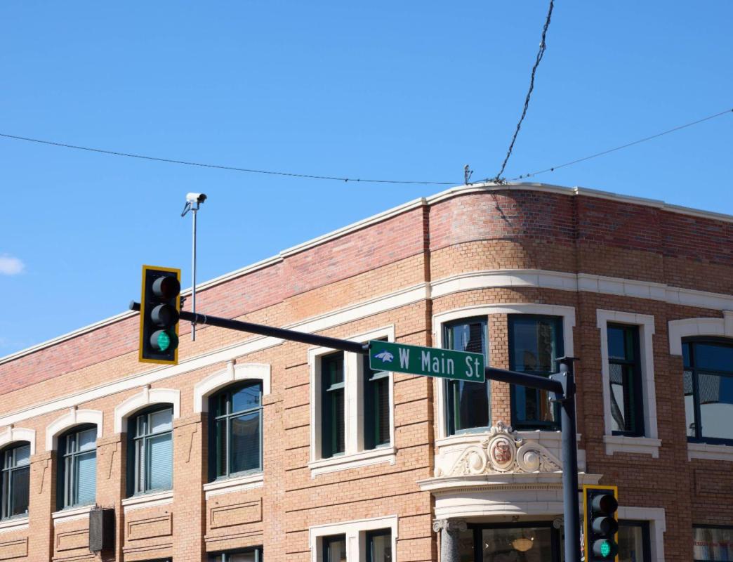 Main Street sign in downtown Bozeman, Montana.