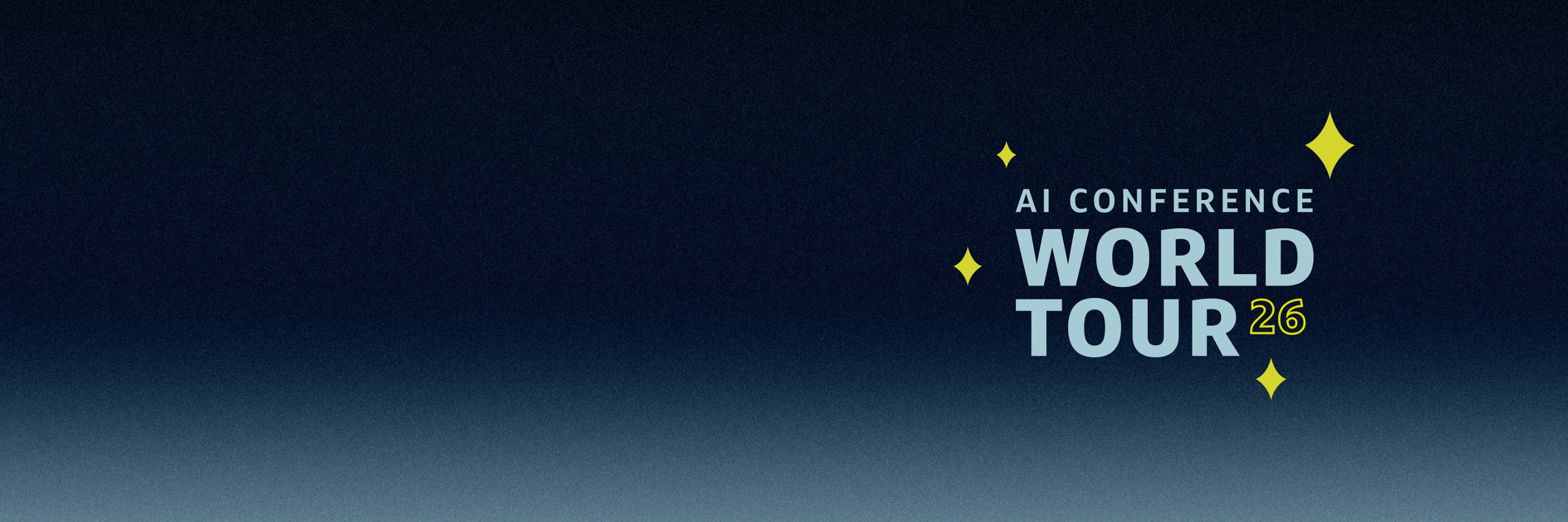 White text that says AI Conference World Tour '26 against dark blue background