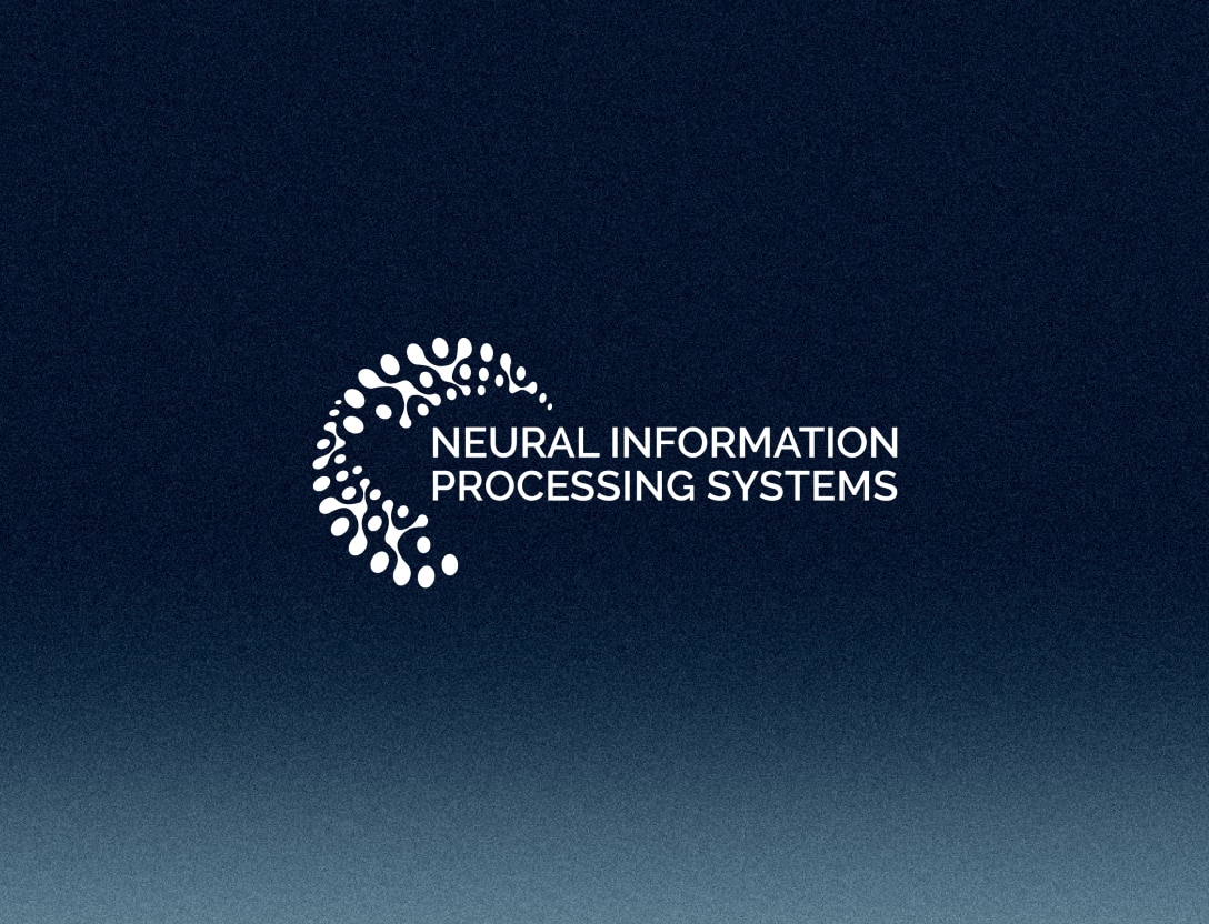 White Neural Information Processing Systems logo against dark blue background