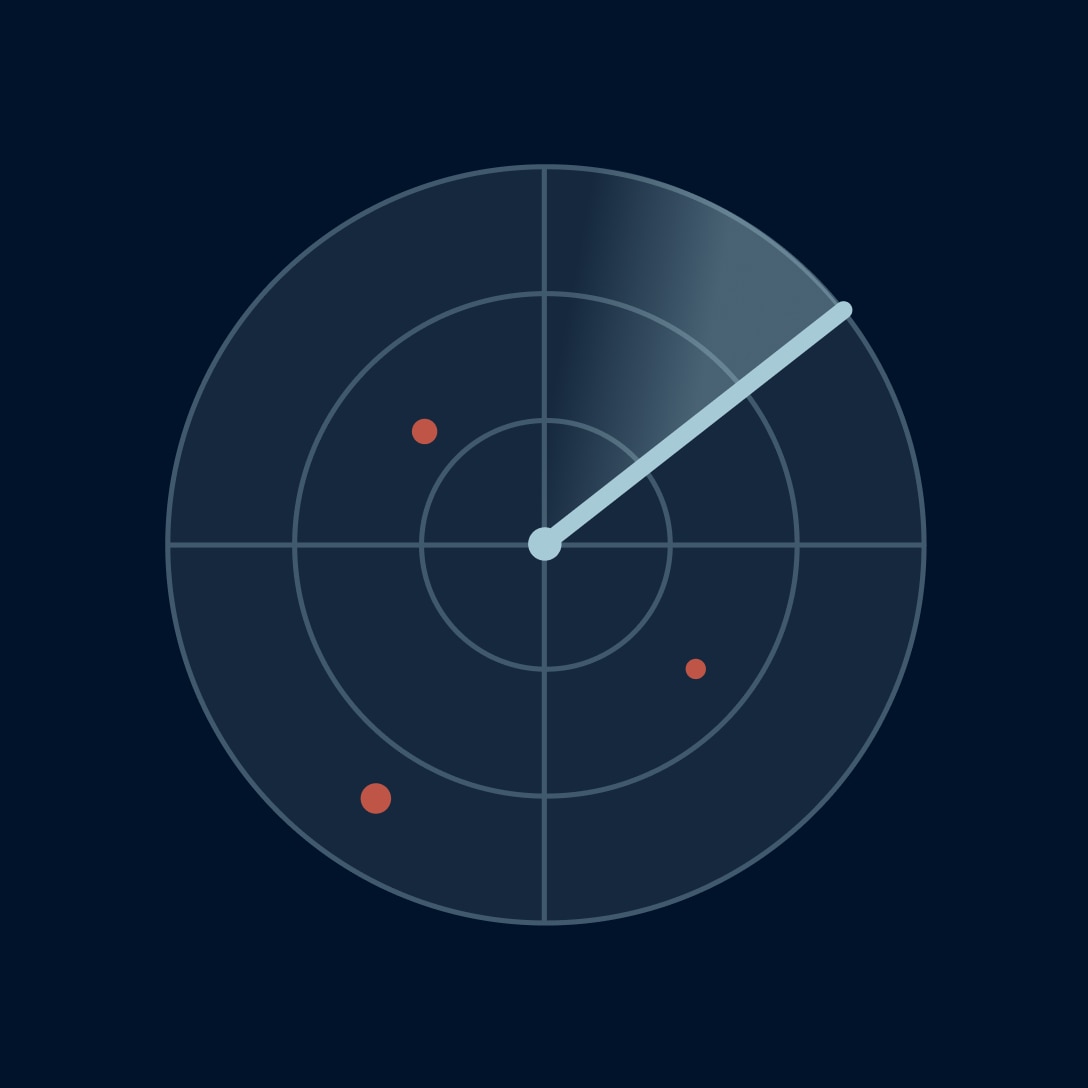 illustration of radar sweep against navy blue background
