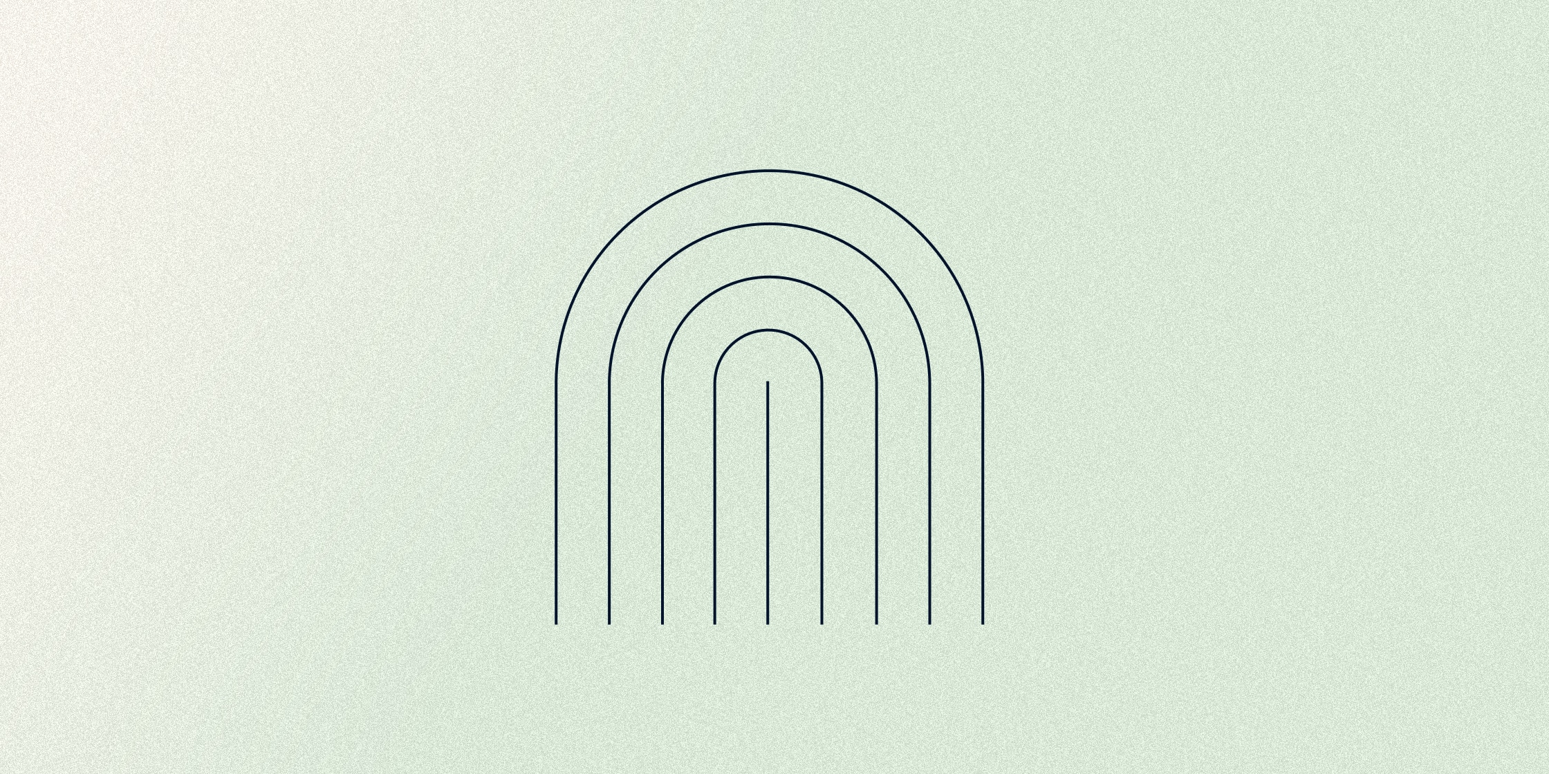 Minimalist graphic of five nested black arches on a gradient green background