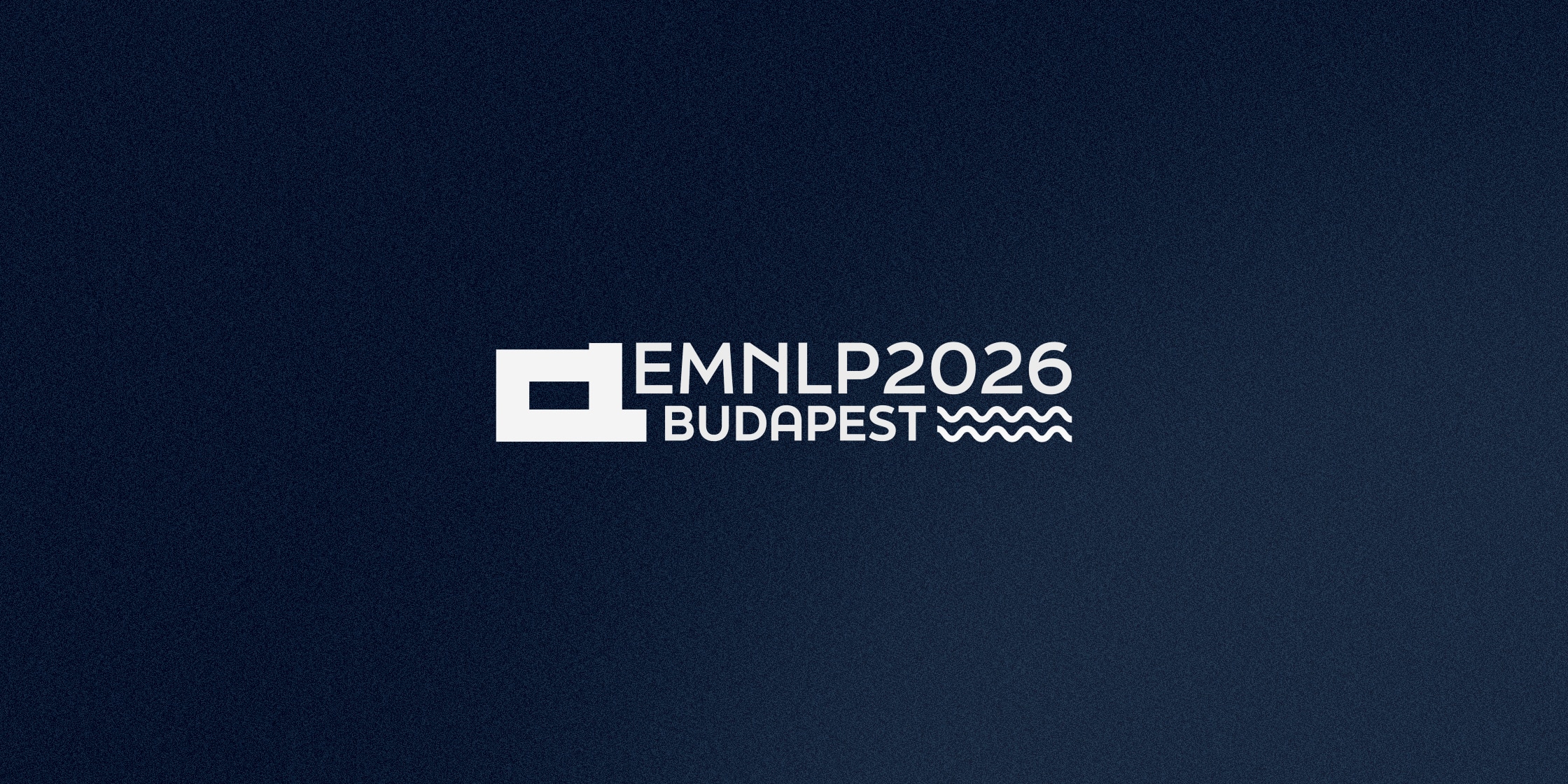 EMNLP 2026 Budapest conference logo on a dark navy background.