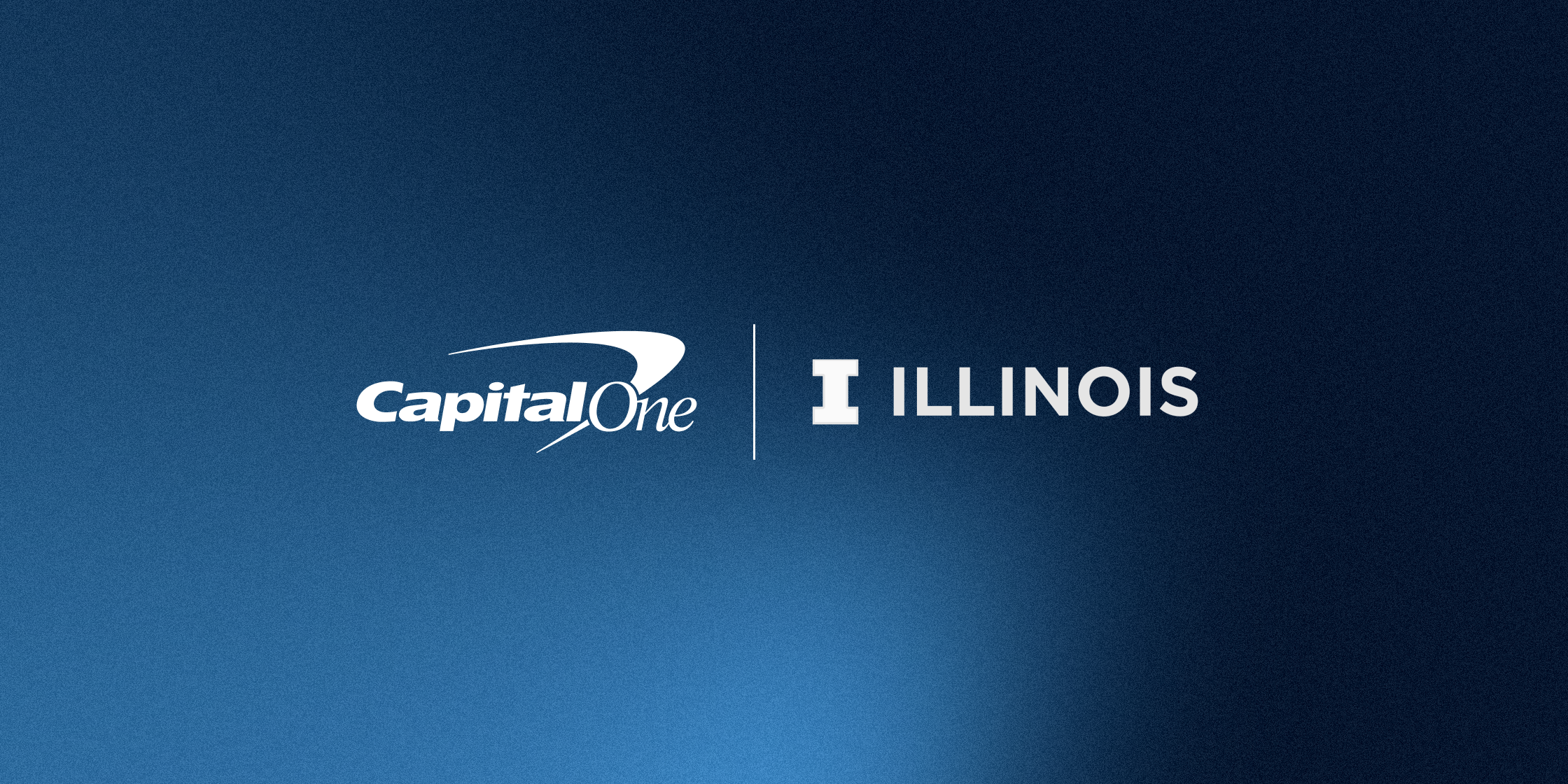 White Capital One and University of Illinois logos against dark blue gradient background