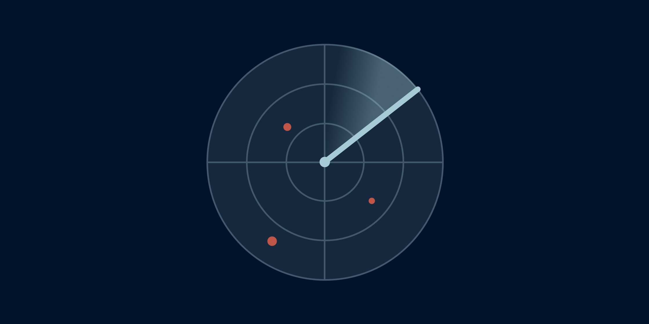 Illustration of radar sweep on dark blue background