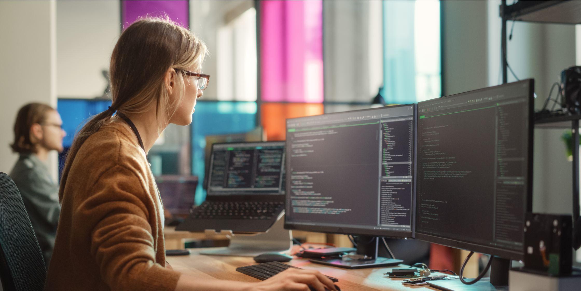 female engineer working at computer