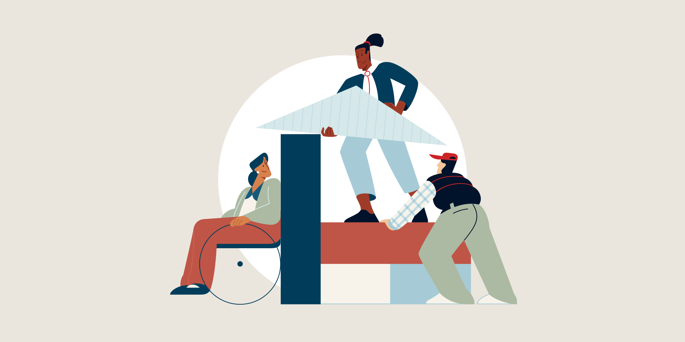 Illustration of people working together