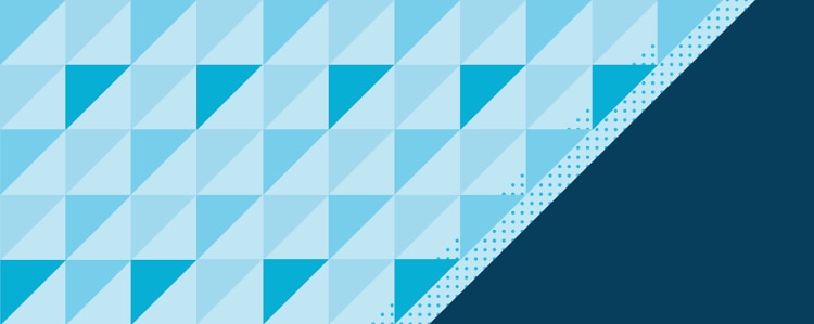 alternating light and dark blue triangles with blue dots flowing diagonally across a dark blue background