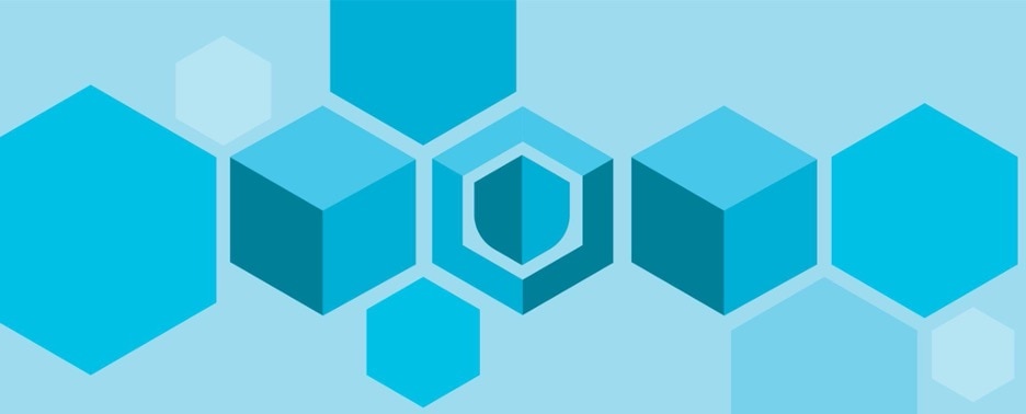vector image of turquoise and light blue interlocking cubes