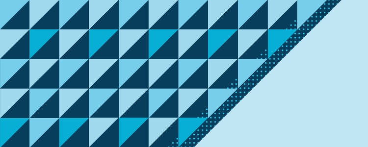 alternating light and dark blue triangles with blue dots flowing diagonally across a light blue background