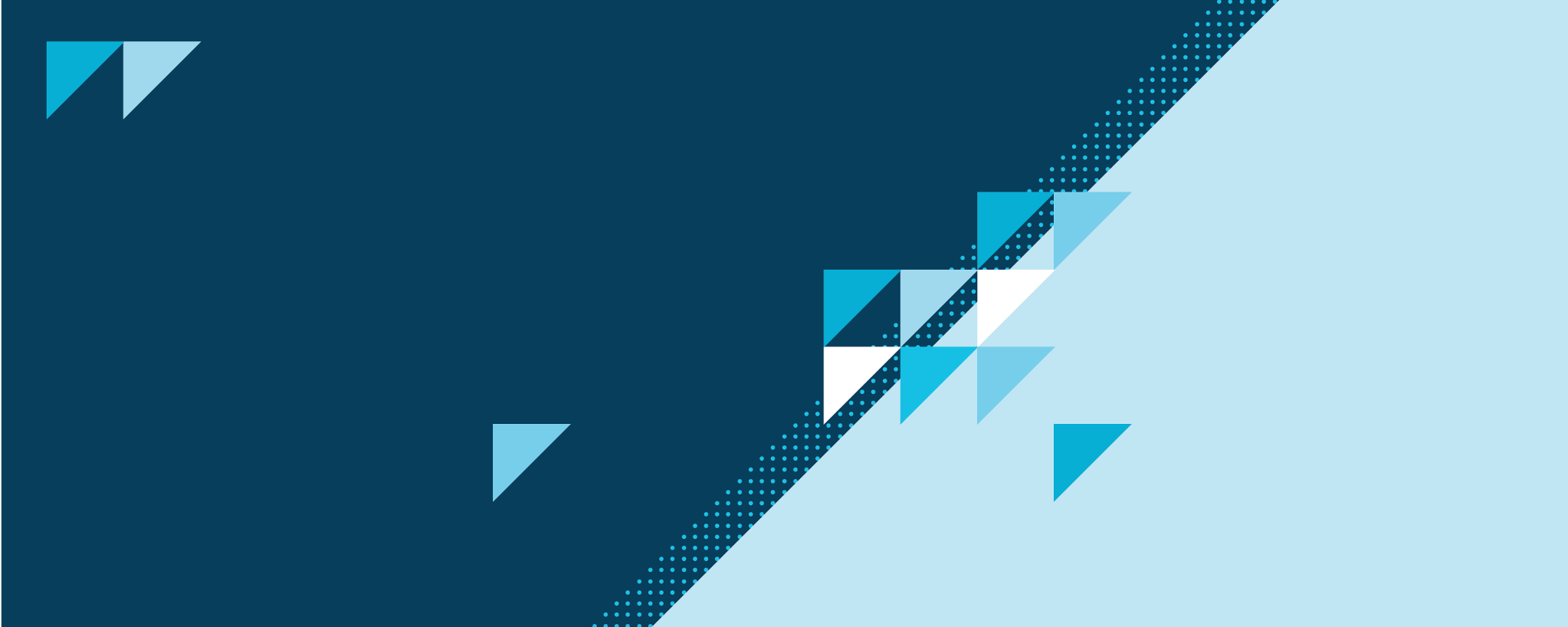 navy and dark blue background with scattered blue triangles and dots