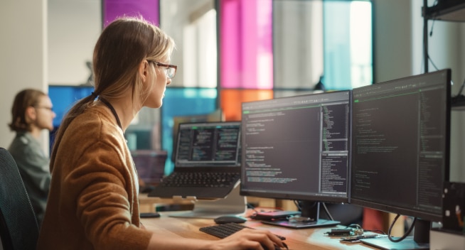 female engineer working at computer