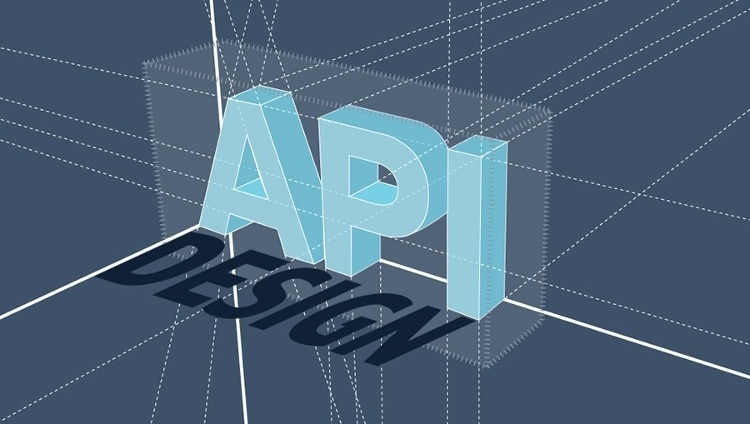 dark grey 3-dimensional grid with white dotted lines and blue and navy block letters