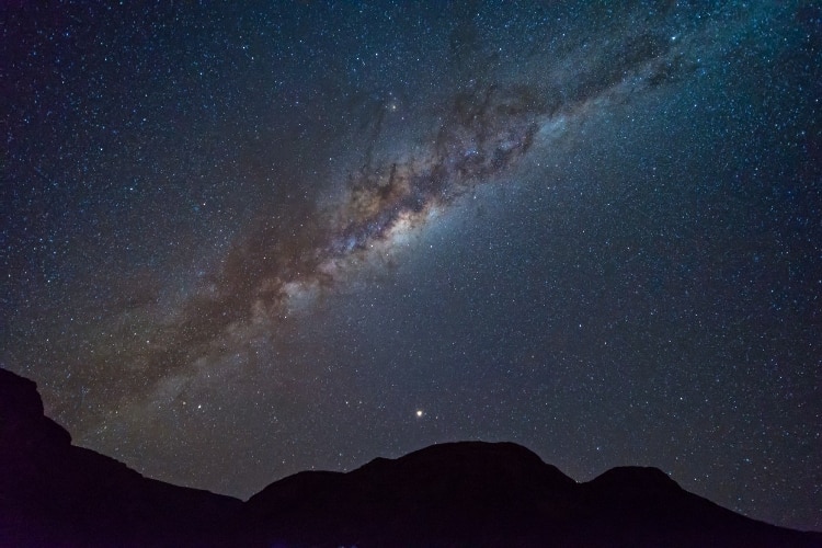 dark starry sky with milk way in middle