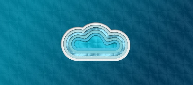 light blue and white alternating concentric clouds on a blue-to-black gradient background
